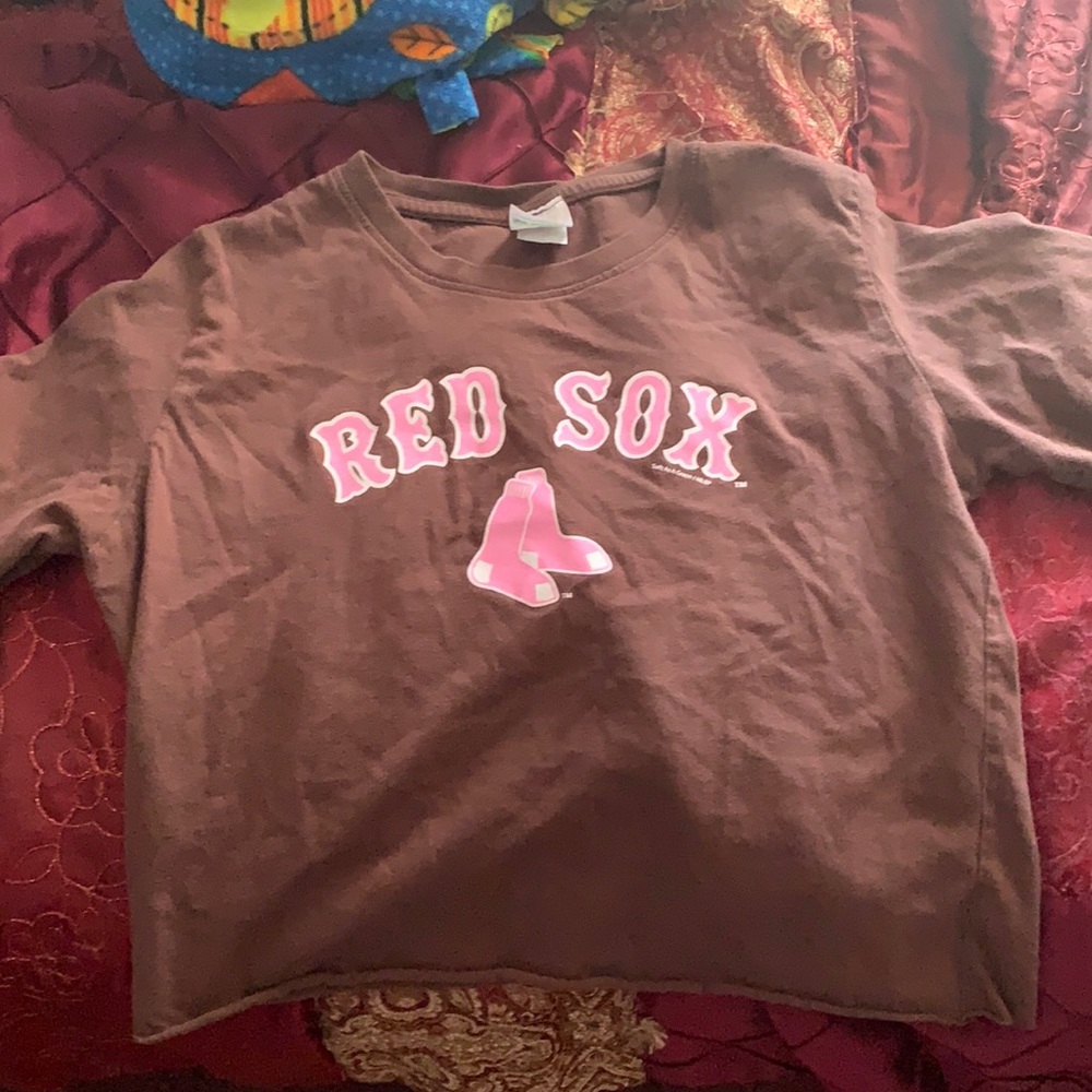 red sox cropped brown tee